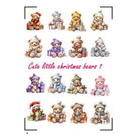 A4 Stickervel Cute Little Christmas bears 1