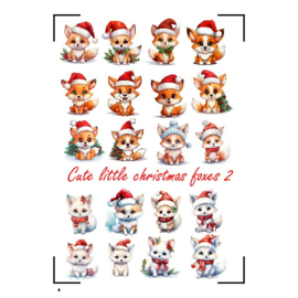 A4 Stickervel Cute little Christmas Foxes 2