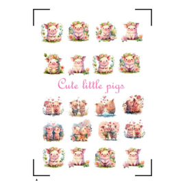 A4 Stickervel Cute little pigs