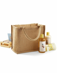 Jute tas klein met opdruk naturel