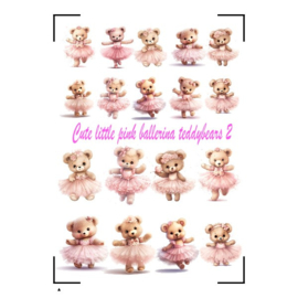 A4 Stickervel Cute little pink ballerina teddybears 2