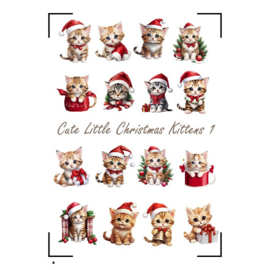 A4 Stickervel Cute little Christmas Kittens 1