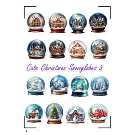 A4 Stickervel Cute Christmas Snowglobes 3