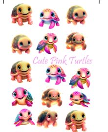 A4 Stickervel Cute Pink Turtles