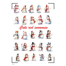 A4 Stickervel Cute red Snowmen