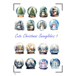 A4 Stickervel Cute Christmas Snowglobes 1