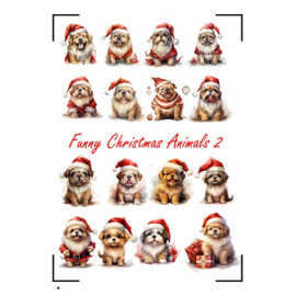A4 Stickervel Funny  Christmas animals 2