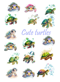 A4 Stickervel Cute Turtles