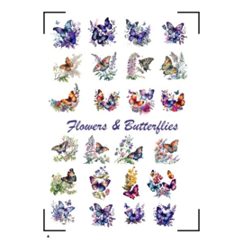 A4 Stickervel Flowers &  Butterflies