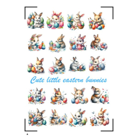 A4 Stickervel Cute little easter bunnies