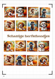 A4 Stickervel schattige herfsthondjes