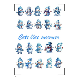 A4 Stickervel Cute blue Snowmen