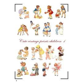 A4 Stickervel Cute Vintage Children 1