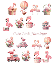 A4 Stickervel Cute Pink Flamingo
