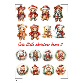 A4 Stickervel Cute Little Christmas bears 2