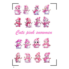 A4 Stickervel Cute Pink Snowmen