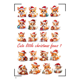 A4 Stickervel Cute little Christmas Foxes 1