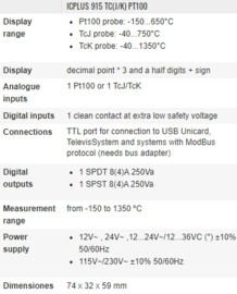 regelaar Eliwell ICPLUS 915 TC(J/K) PT100