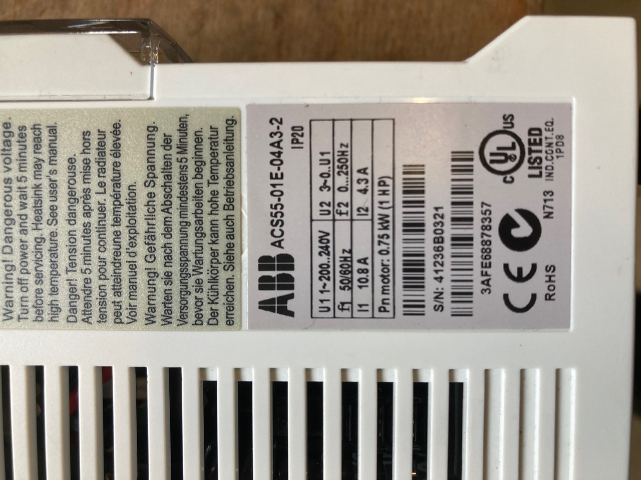 abb frequentie regelaar 0,75 kw