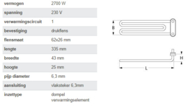 verwarmingselement 2700W