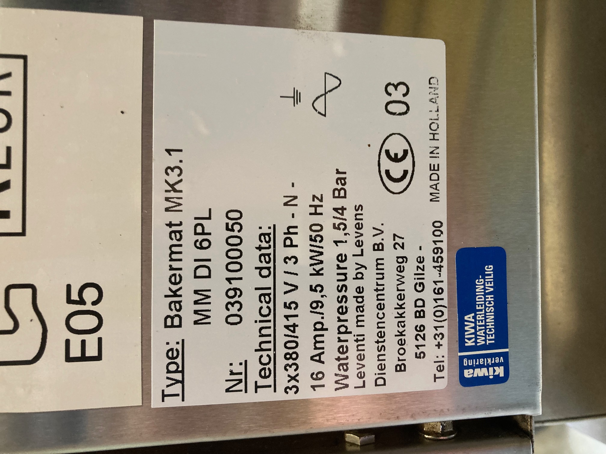 leventi mk3 5/6 plaats oven 380v 16a
