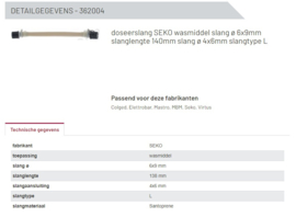 Doseerslang Seko zeep ø 9 mm slangtype L