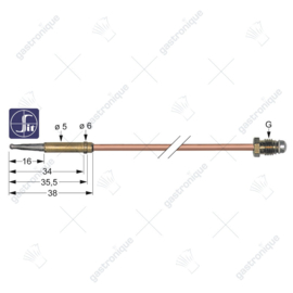 Thermokoppel glad M8 x 60 cm stift 5 mm