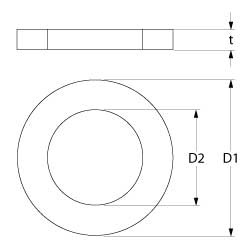 vlakpakking fiber OD ø 56mm ID ø 42mm materiaaldikte 2mm voor draad 1¼” vpe 1stuk