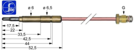 Thermokoppel glad M8 x 60 cm