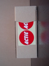 Etiket rood/wit 35mm ACTIE 500/rol