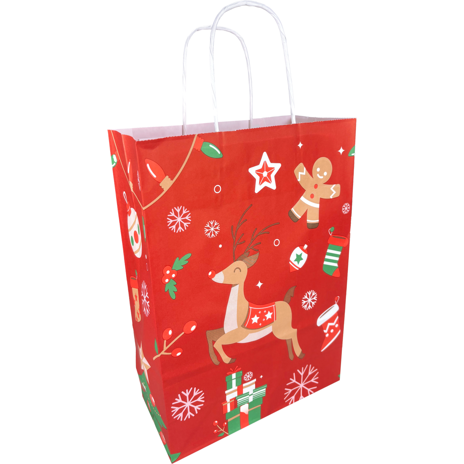Draagtas papier Hert rood 18x8x22cm Tpk270795