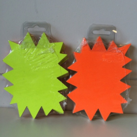 Ster fluor geel en oranje 16x12cm 10st
