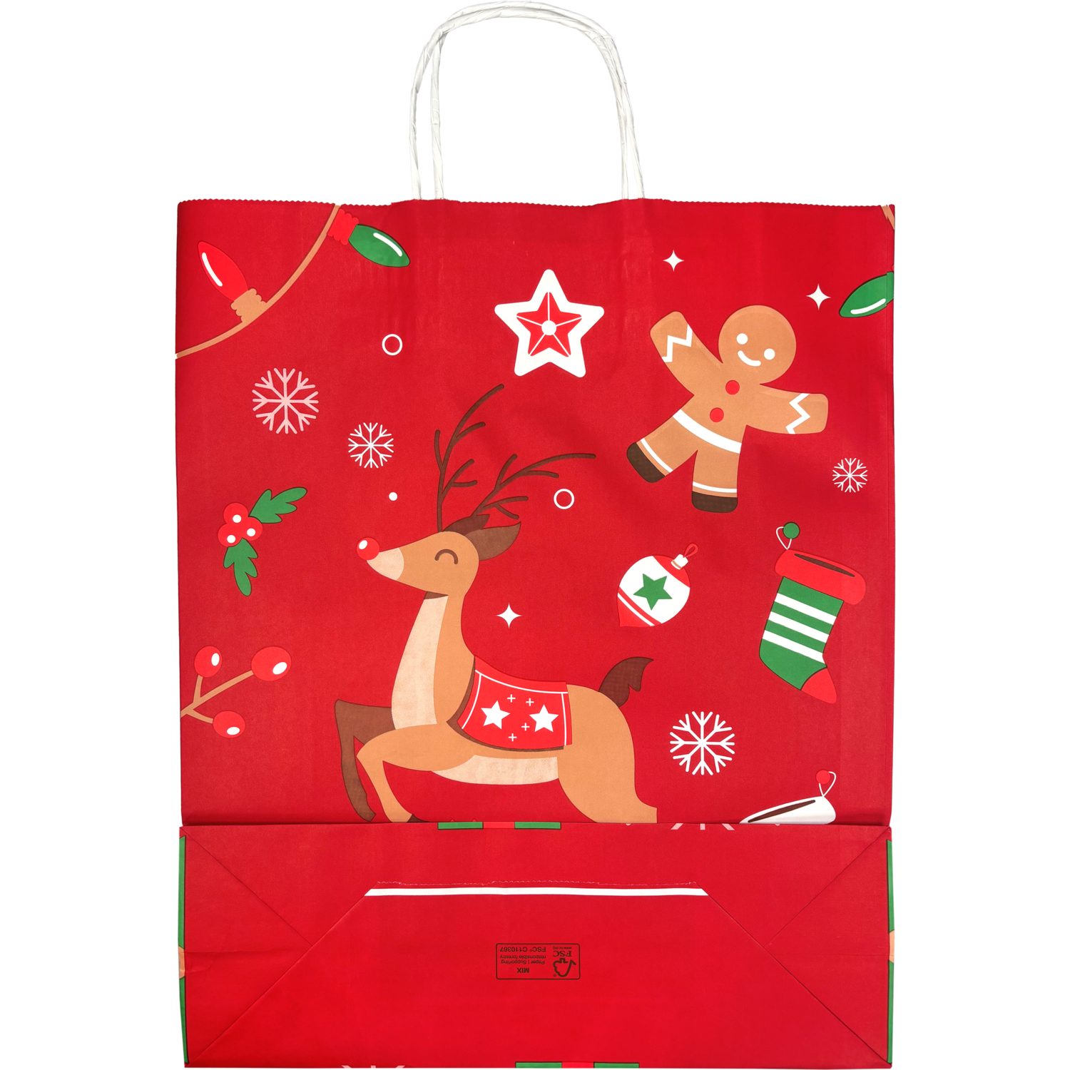 Draagtas papier Hert rood 32x12x41cm Tpk270797