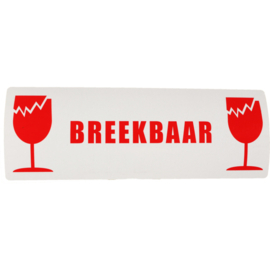 Etiket BREEKBAAR 134x50mm wit/rood Tpk549249