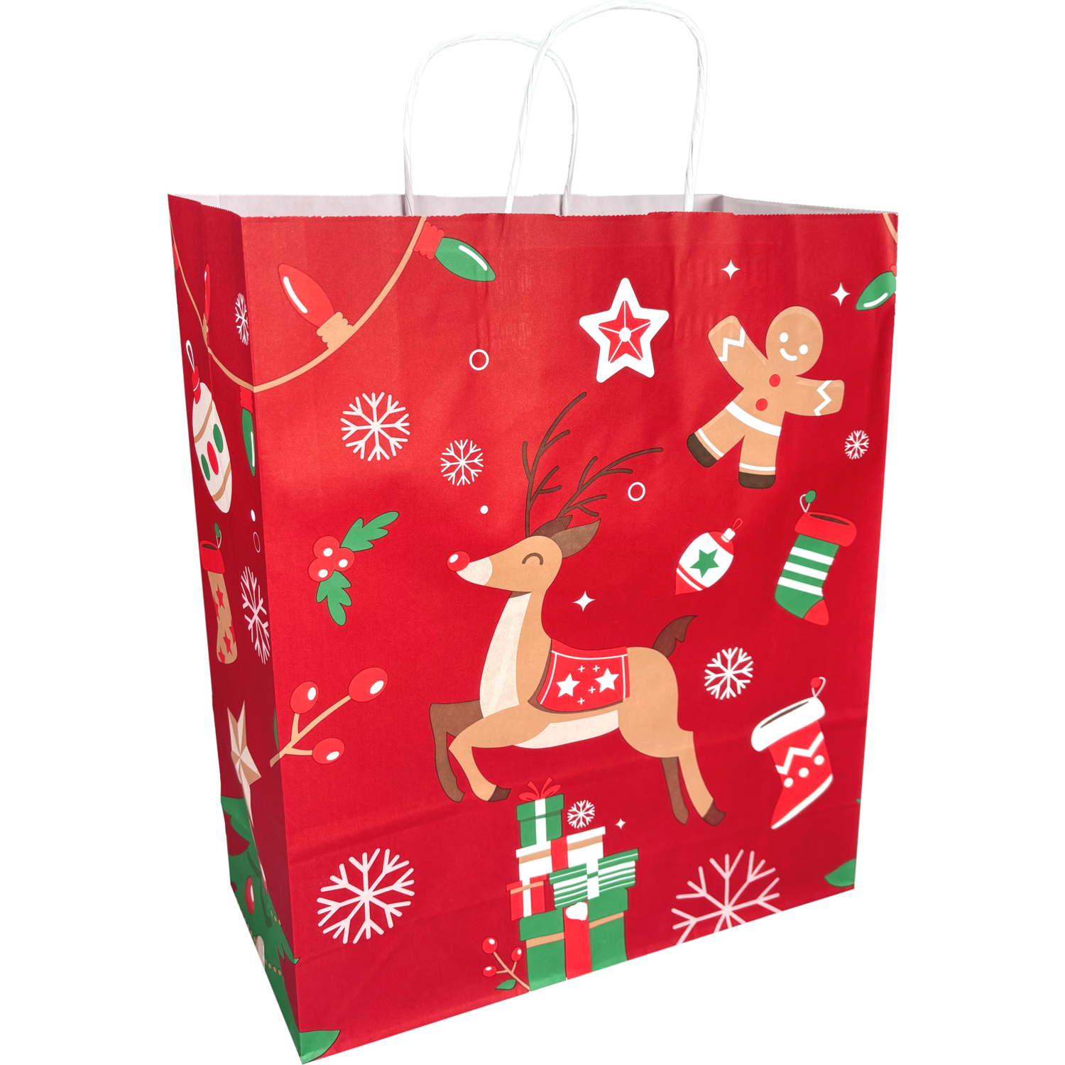 Draagtas papier Hert rood 32x12x41cm Tpk270797