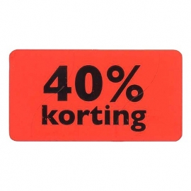 Etiket fluor rood 40% korting 47x25mm 1000st Tpk549707