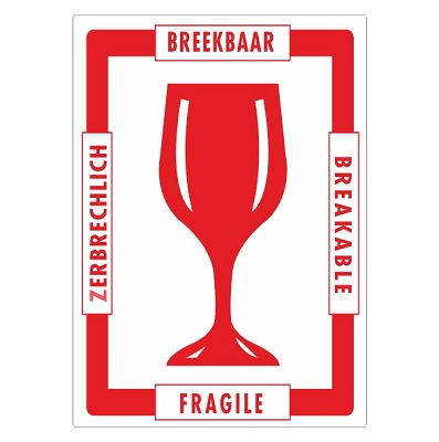 Etiket breekbaar`glas` in 4 talen Td27513234