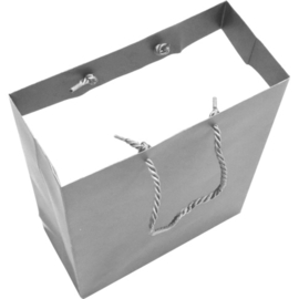 Draagtas zilver met koord 22x10x29cm 25st Tpk270392L