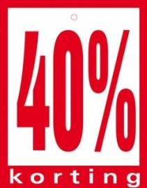 Prijskaart 40% Korting 100st Tfr4540