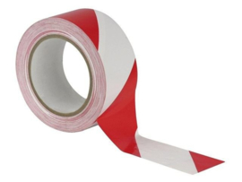 Afzetlint LDPE 50mm 100m wit/rood Tpk557108