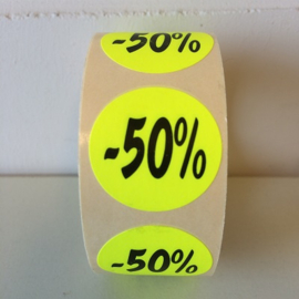 Etiket Ø27mm fluor geel -50% 500/rol Td27511250