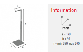 Verstelbare L-display 360-600mm chroom 01ST0030