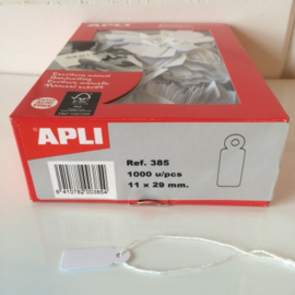 Apli hangetiket met koord 11x29mm 1000st Td35251129