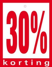 Prijskaart 30% Korting 100st Tfr4530