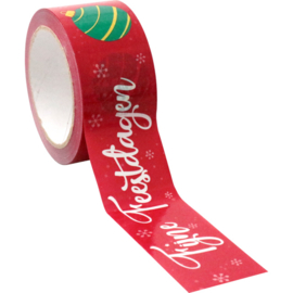 Tape fijne feestdagen rood  PVC Tpk553035