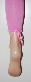 Legging met kanten boord en brede strik - roze