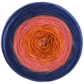 Merino Lace Aquarell 007 oranje/anjer-rose/Donkerblauw