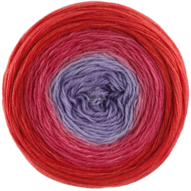 Merino Lace Aquarell 004 grijs violet/ framboos/ tomaten rood