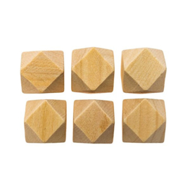 Houten kraal naturel 17x17mm (6st)