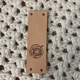 Leren label HANDMADE gevouwen, 10×3 cm